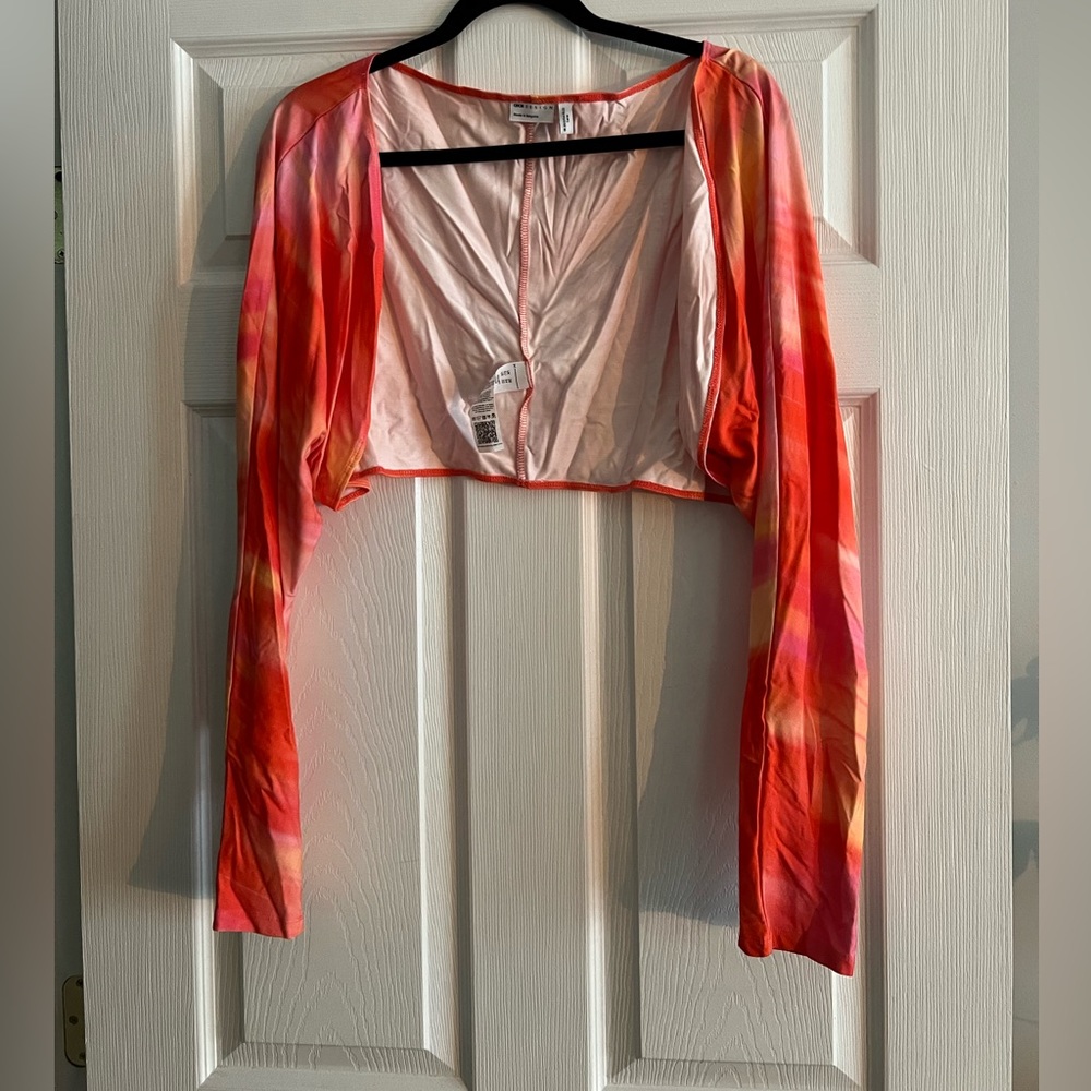 asos 22 pink & orange cropped shrug